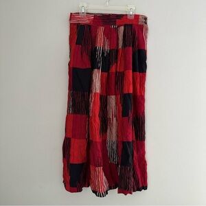 Vintage Res and Black Maxi Long length skirt with patchwork design